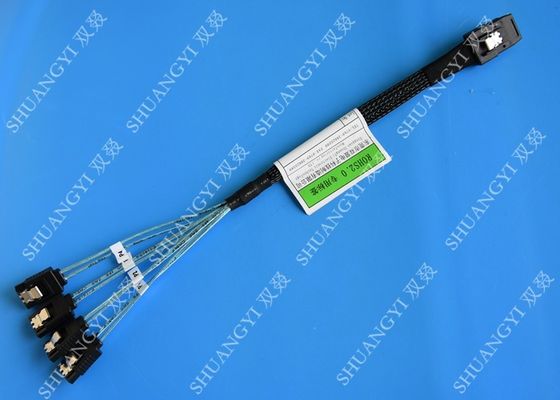 China Minisas SCSI van AWG 30 Kabel Serie In bijlage, 36P SFF 8087 aan SATA-Doorbraakkabel met Klink leverancier